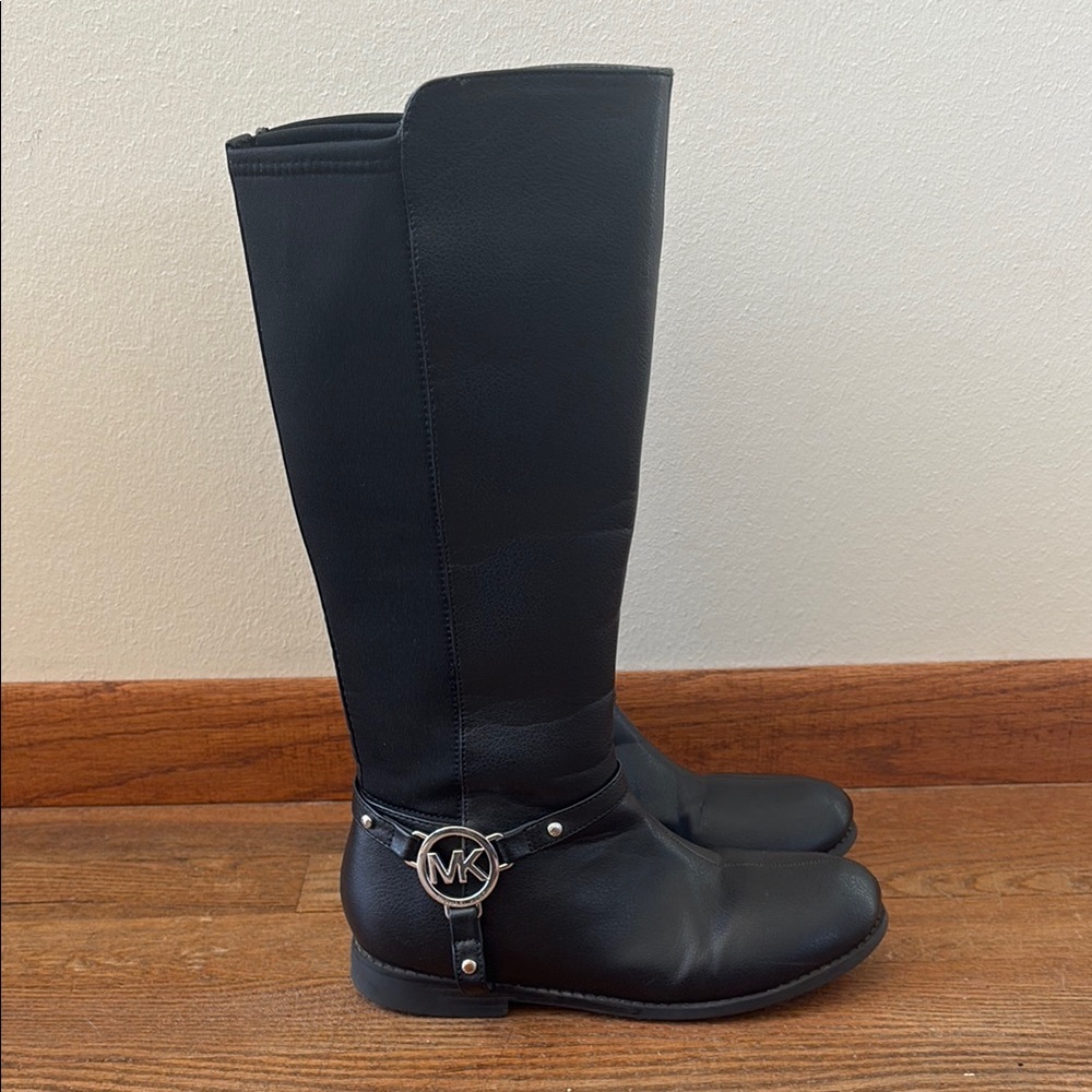 Michael Kors size 3 Girls Emma Kaya 2-BB knee high Black riding boot